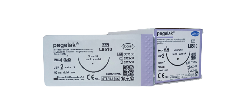 PEGELAK Поліглактін 910, USP 2, колюча голка 50мм, довжина 90см (L8510)